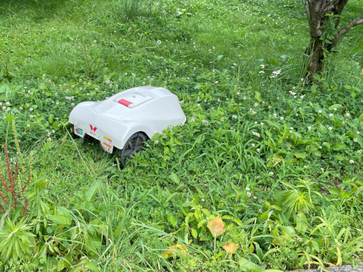 ふくしまを散歩中に見つけた自動草刈りロボット